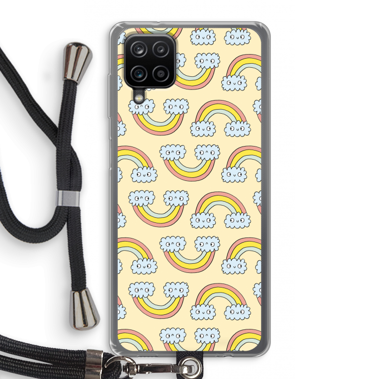 Regenboog: Samsung Galaxy A12 Transparant Hoesje met koord
