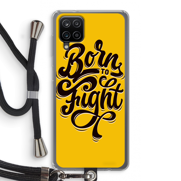 Born to Fight: Samsung Galaxy A12 Transparant Hoesje met koord