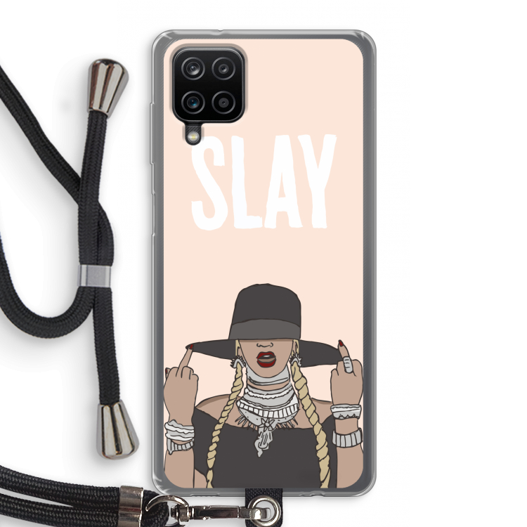 Slay All Day: Samsung Galaxy A12 Transparant Hoesje met koord
