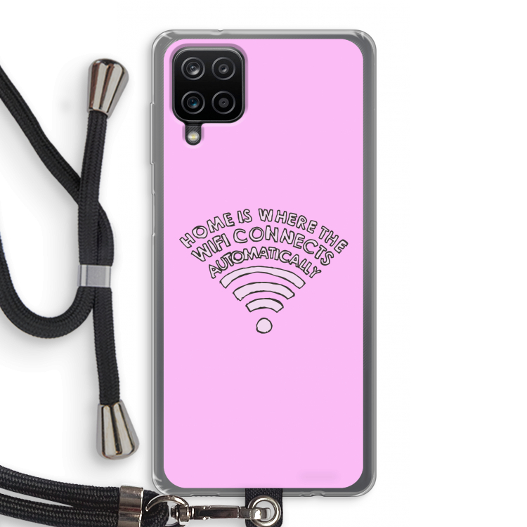 Home Is Where The Wifi Is: Samsung Galaxy A12 Transparant Hoesje met koord