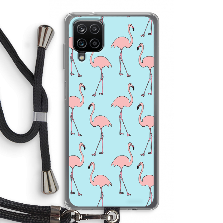 Anything Flamingoes: Samsung Galaxy A12 Transparant Hoesje met koord
