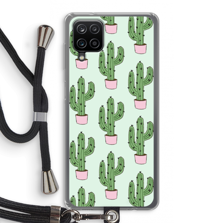 Cactus Lover: Samsung Galaxy A12 Transparant Hoesje met koord