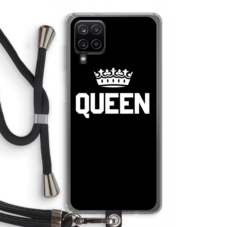 Queen zwart: Samsung Galaxy A12 Transparant Hoesje met koord