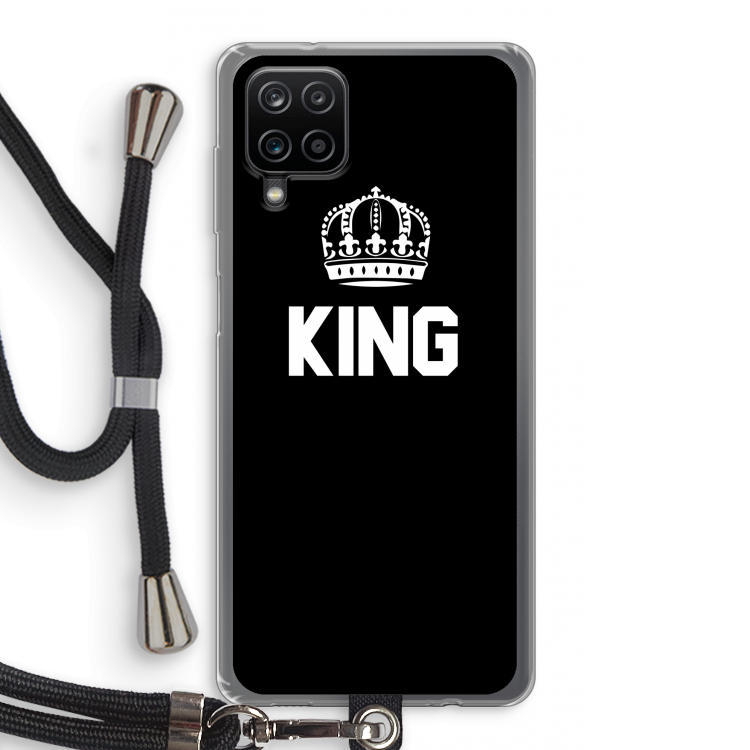 King zwart: Samsung Galaxy A12 Transparant Hoesje met koord