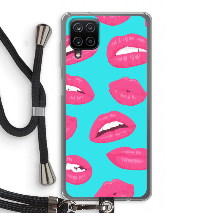 Bite my lip: Samsung Galaxy A12 Transparant Hoesje met koord