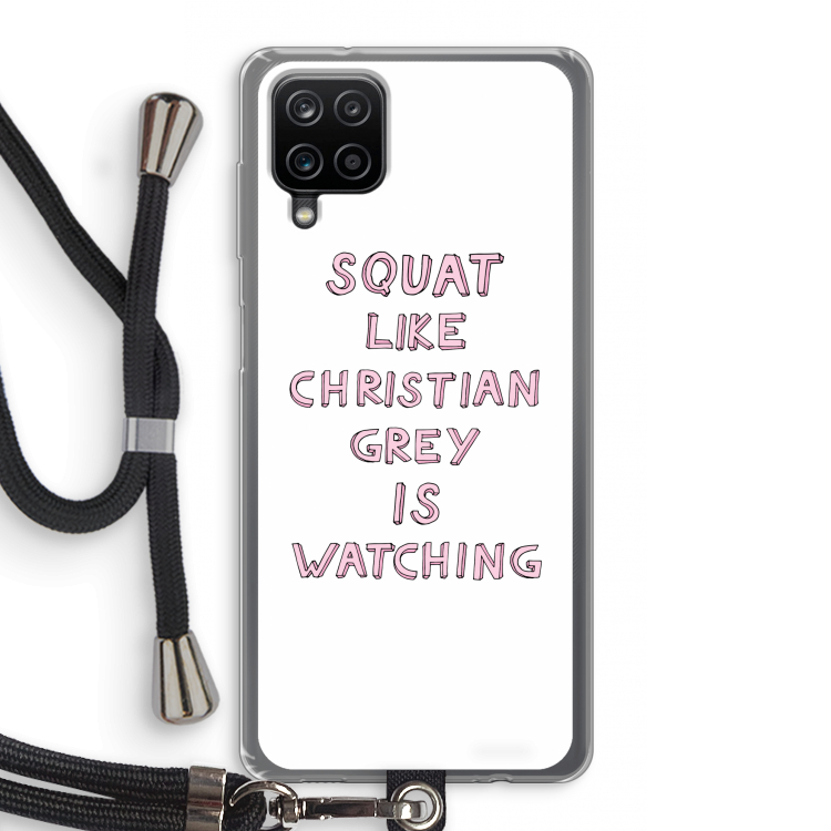 Christian Grey: Samsung Galaxy A12 Transparant Hoesje met koord