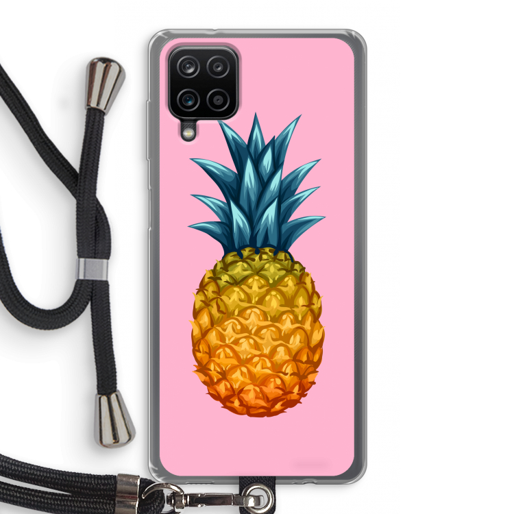 Grote ananas: Samsung Galaxy A12 Transparant Hoesje met koord