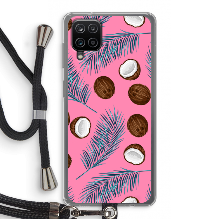 Kokosnoot roze: Samsung Galaxy A12 Transparant Hoesje met koord
