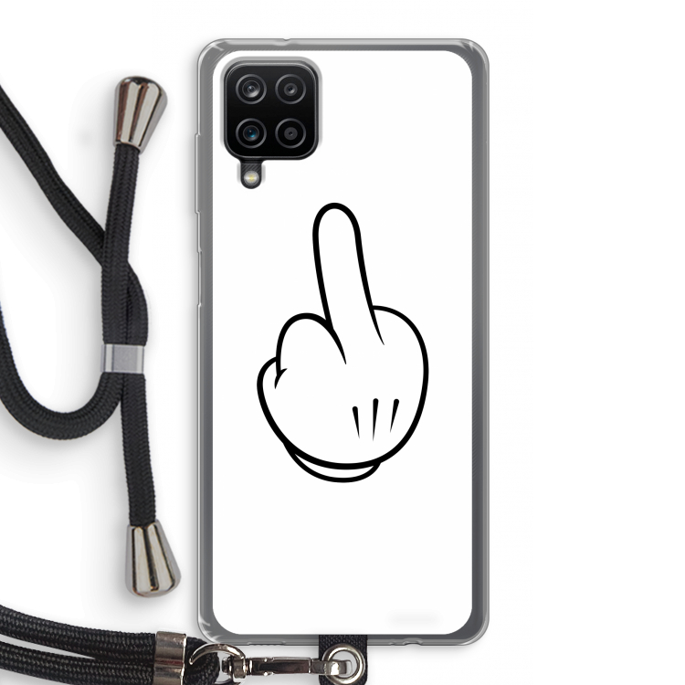Middle finger white: Samsung Galaxy A12 Transparant Hoesje met koord