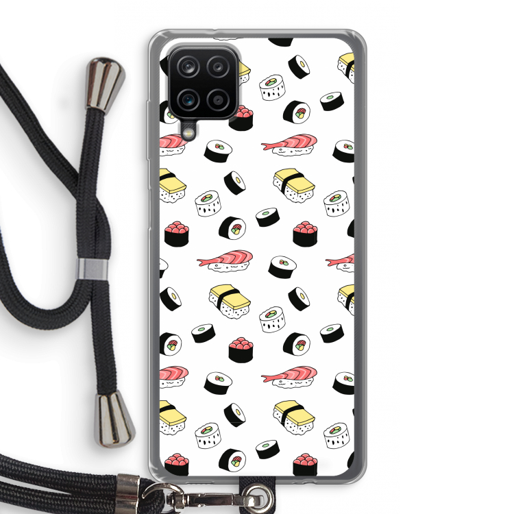 Sushi time: Samsung Galaxy A12 Transparant Hoesje met koord