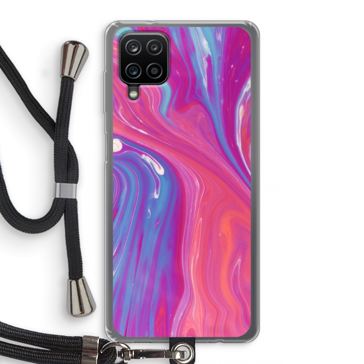 Paarse stroom: Samsung Galaxy A12 Transparant Hoesje met koord