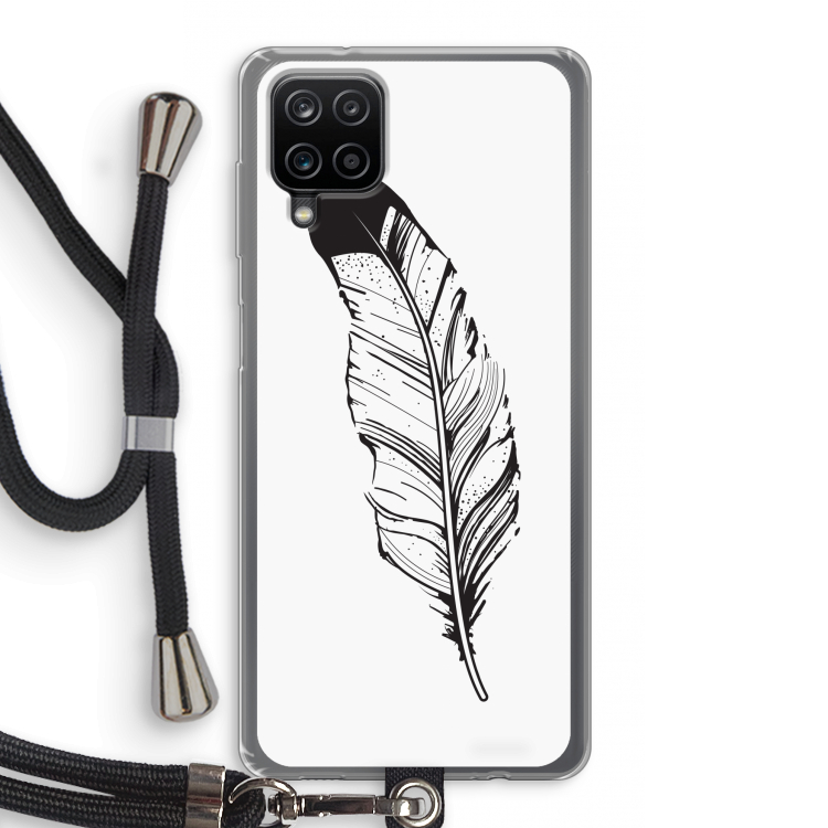 Pluim: Samsung Galaxy A12 Transparant Hoesje met koord