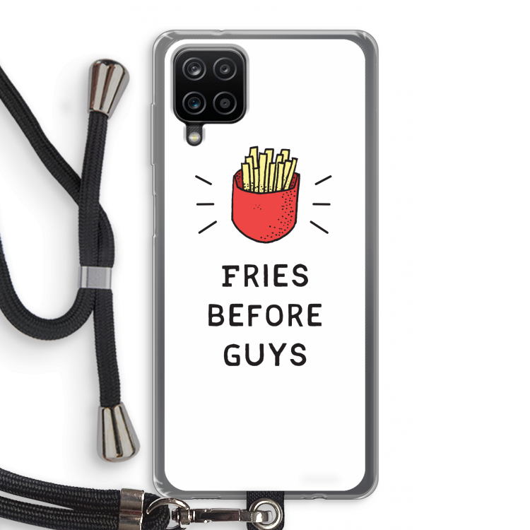 Fries before guys: Samsung Galaxy A12 Transparant Hoesje met koord
