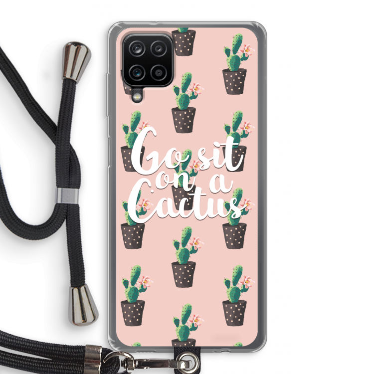 Cactus quote: Samsung Galaxy A12 Transparant Hoesje met koord