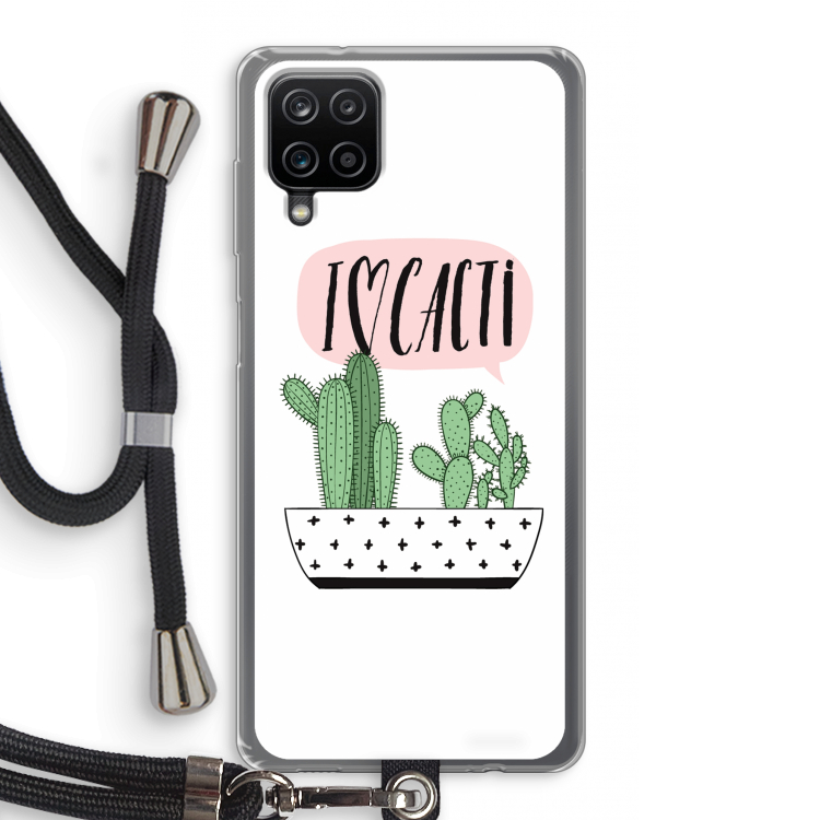 I love cacti: Samsung Galaxy A12 Transparant Hoesje met koord