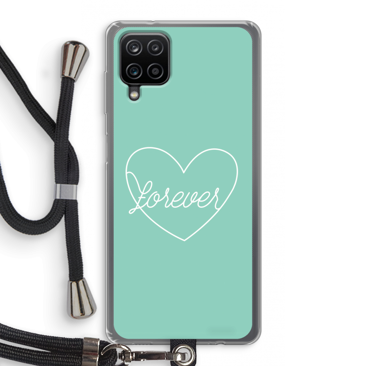 Forever heart pastel: Samsung Galaxy A12 Transparant Hoesje met koord