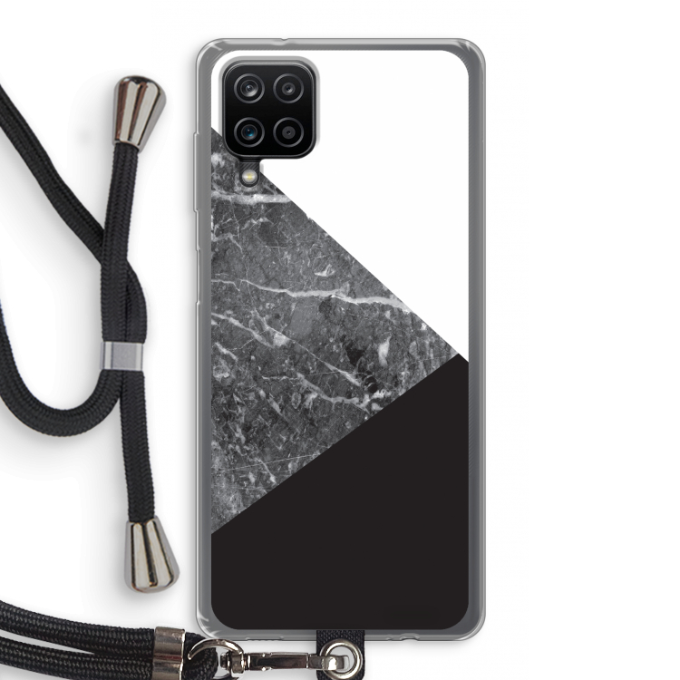 Combinatie marmer: Samsung Galaxy A12 Transparant Hoesje met koord
