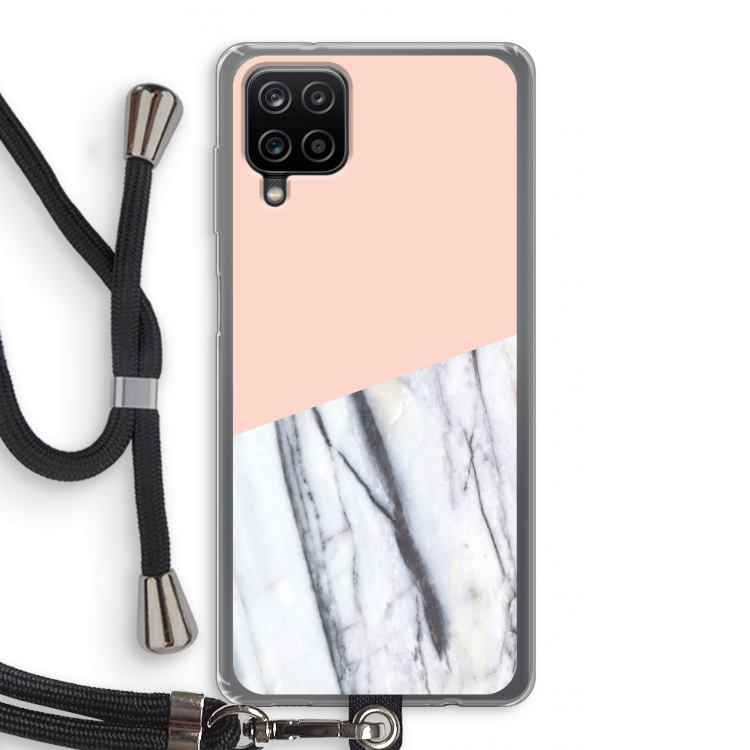 A touch of peach: Samsung Galaxy A12 Transparant Hoesje met koord