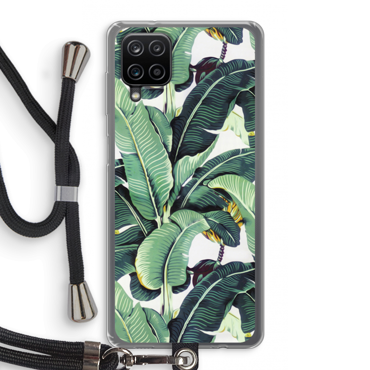 Bananenbladeren: Samsung Galaxy A12 Transparant Hoesje met koord