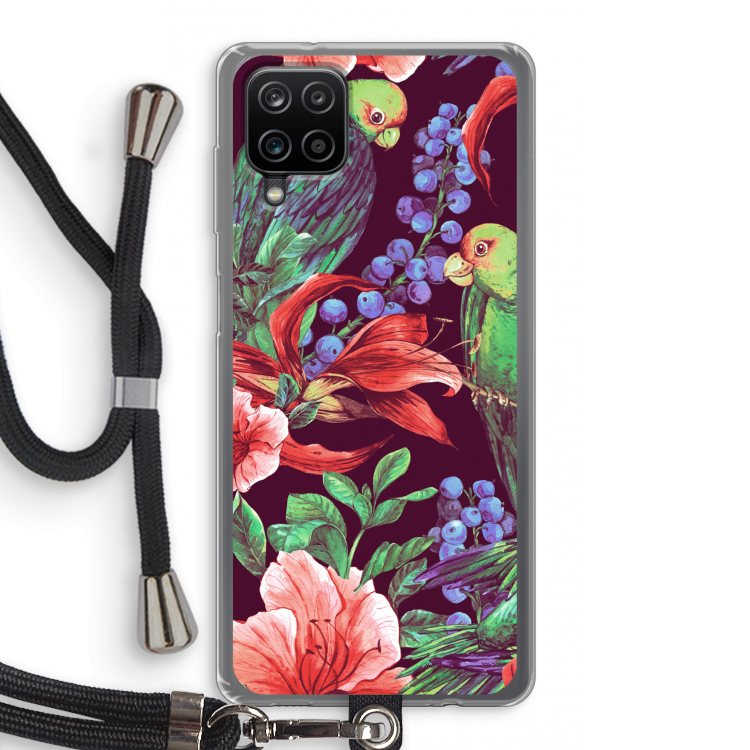 Papegaaien: Samsung Galaxy A12 Transparant Hoesje met koord