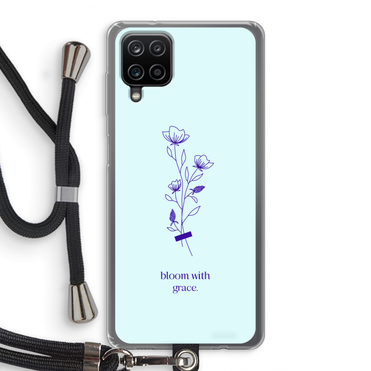 Bloom with grace: Samsung Galaxy A12 Transparant Hoesje met koord