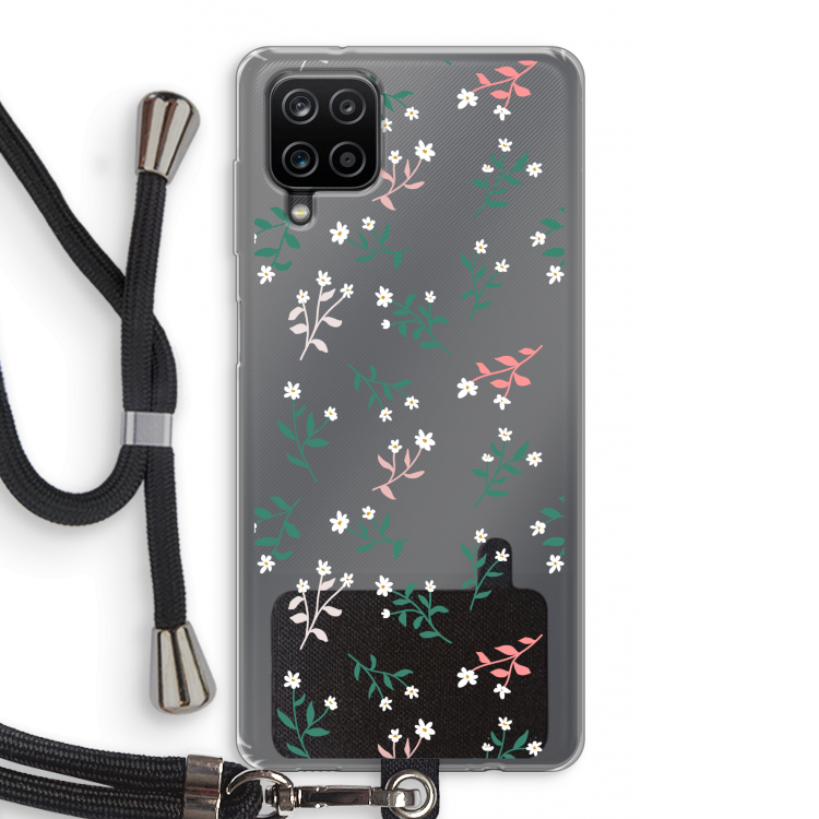 Small white flowers: Samsung Galaxy A12 Transparant Hoesje met koord