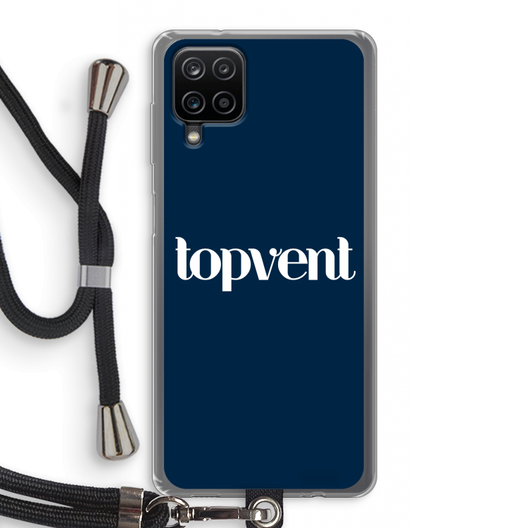 Topvent Navy: Samsung Galaxy A12 Transparant Hoesje met koord