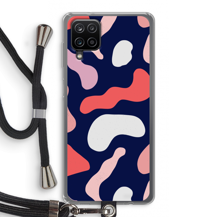 Memphis Shapes Pink: Samsung Galaxy A12 Transparant Hoesje met koord