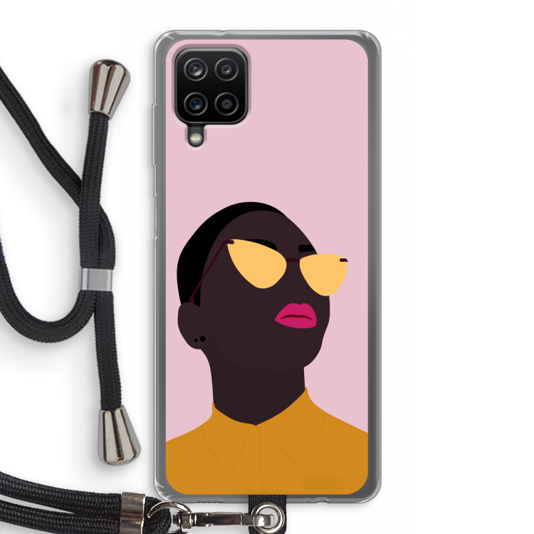 Yellow glasses: Samsung Galaxy A12 Transparant Hoesje met koord