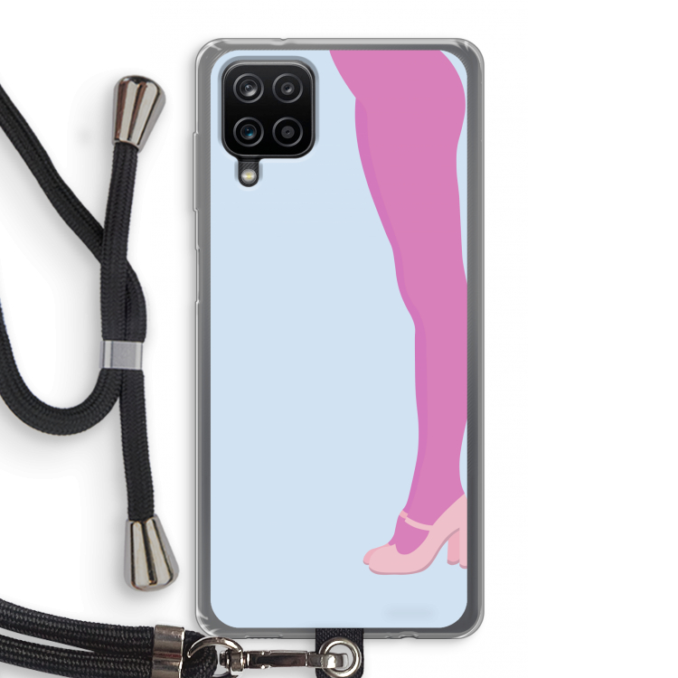 Pink panty: Samsung Galaxy A12 Transparant Hoesje met koord