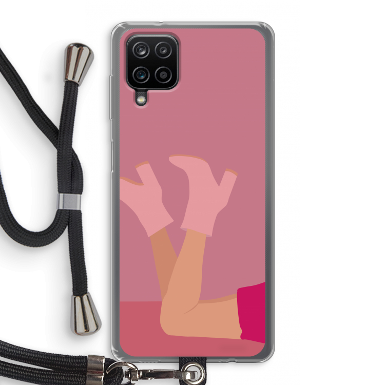 Pink boots: Samsung Galaxy A12 Transparant Hoesje met koord