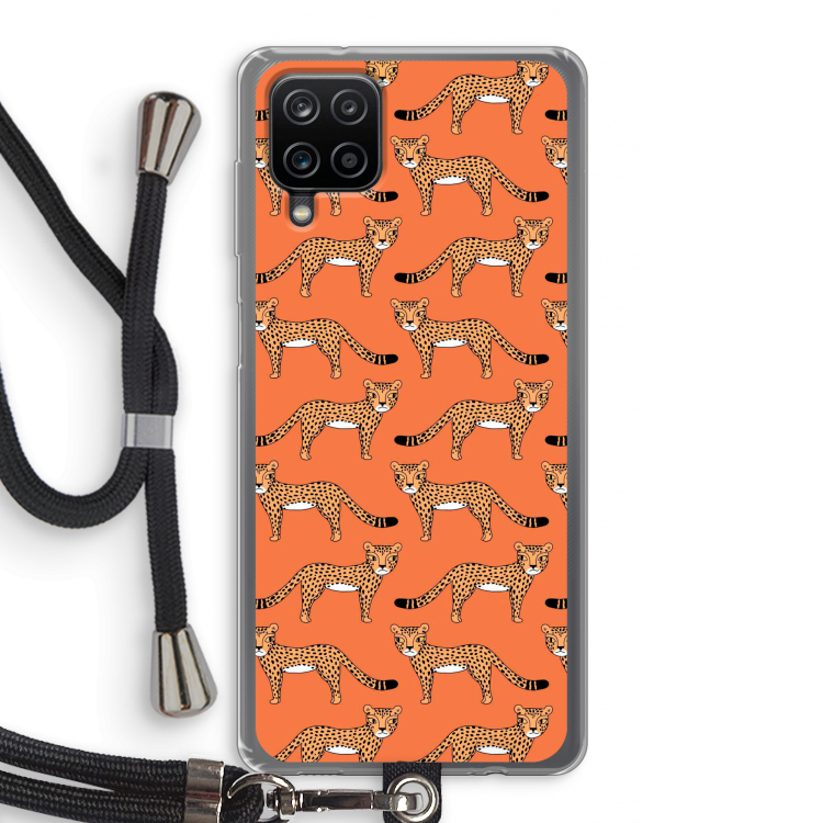 Cheetah: Samsung Galaxy A12 Transparant Hoesje met koord