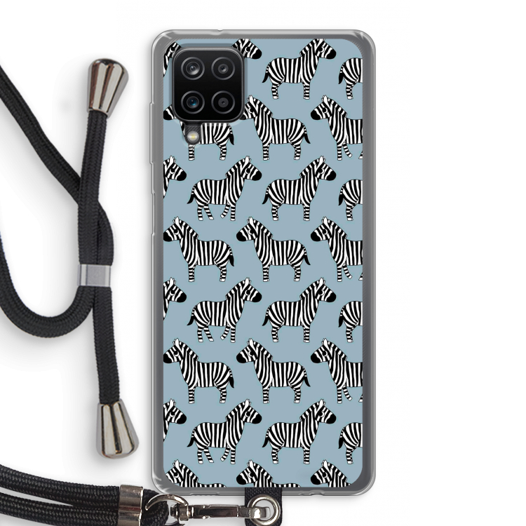 Zebra: Samsung Galaxy A12 Transparant Hoesje met koord