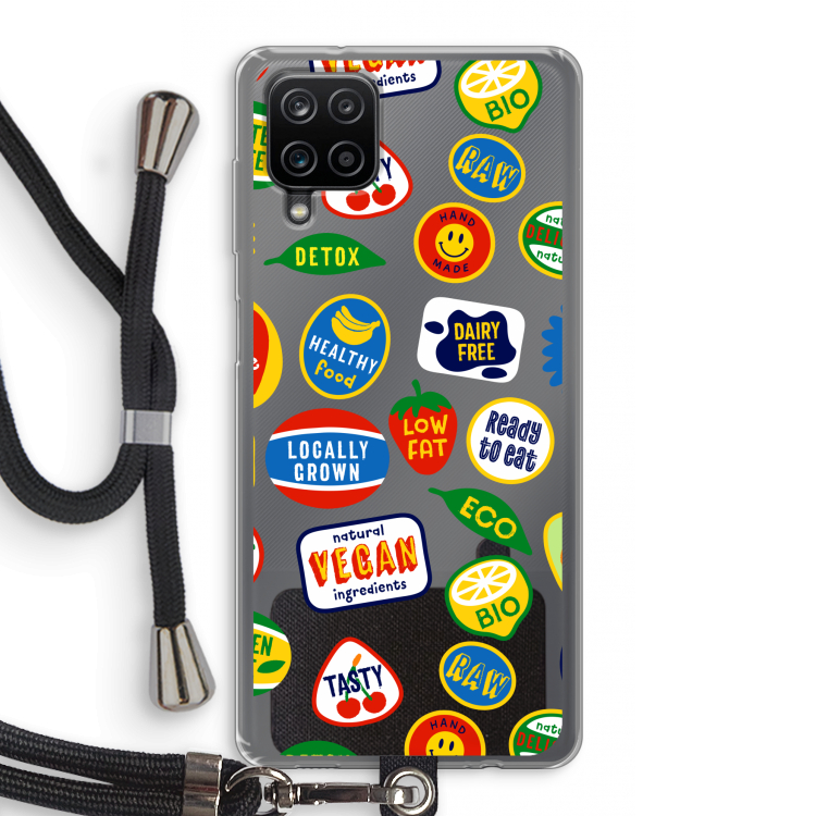 Fruitsticker: Samsung Galaxy A12 Transparant Hoesje met koord