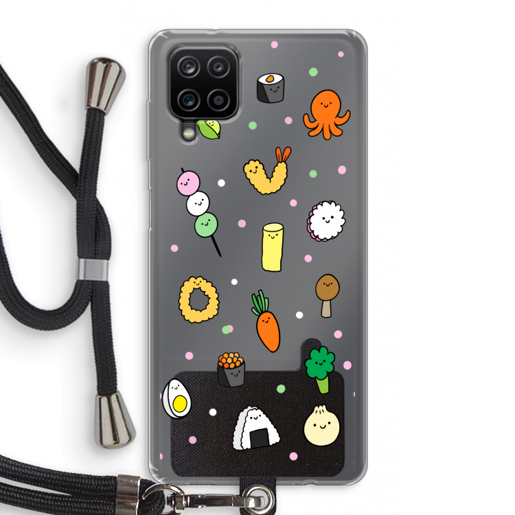 Happy bento friends: Samsung Galaxy A12 Transparant Hoesje met koord