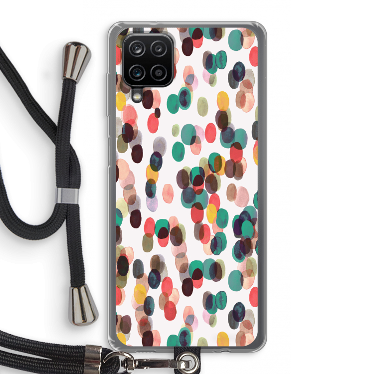 Tropical Dots: Samsung Galaxy A12 Transparant Hoesje met koord