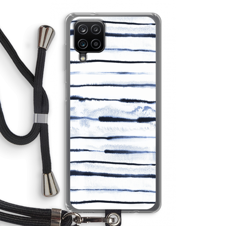 Ink Stripes: Samsung Galaxy A12 Transparant Hoesje met koord