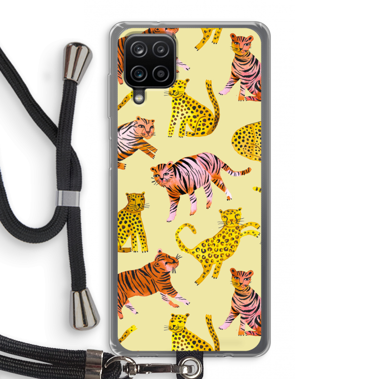 Cute Tigers and Leopards: Samsung Galaxy A12 Transparant Hoesje met koord
