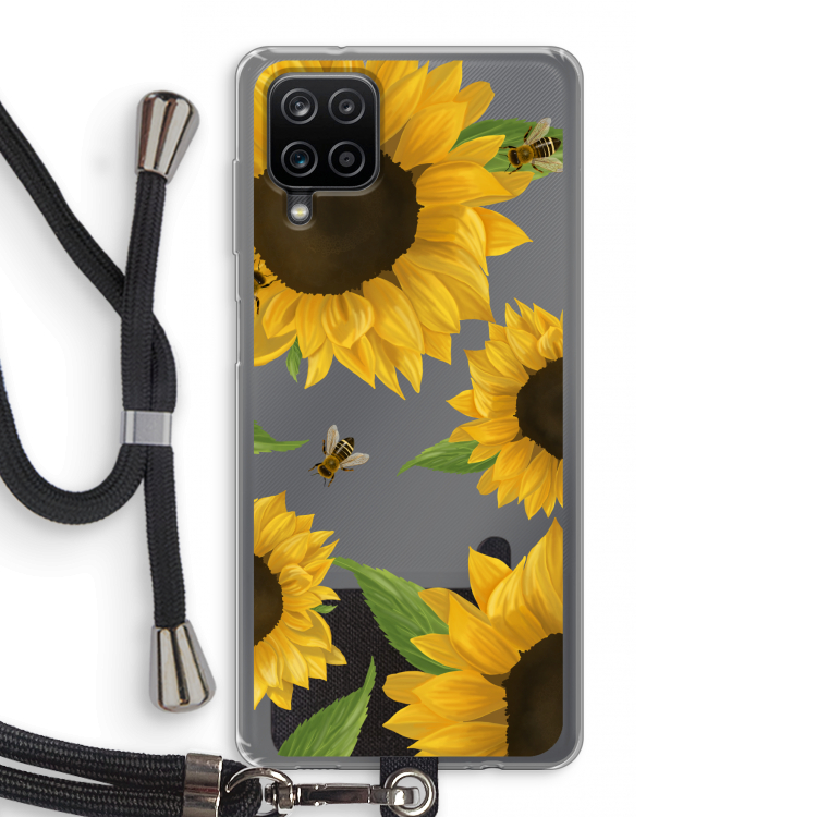 Sunflower and bees: Samsung Galaxy A12 Transparant Hoesje met koord