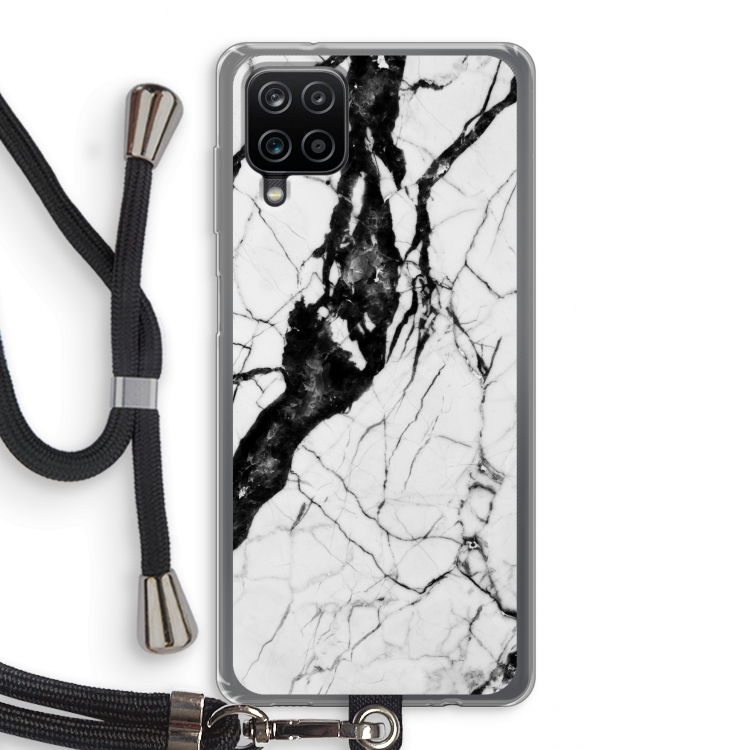 Witte marmer 2: Samsung Galaxy A12 Transparant Hoesje met koord