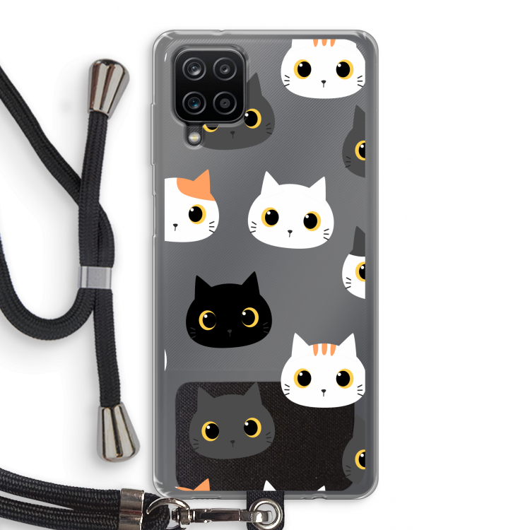 Katten: Samsung Galaxy A12 Transparant Hoesje met koord