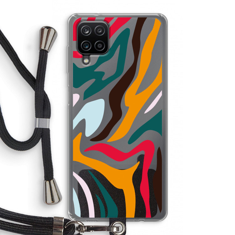 Colored Zebra: Samsung Galaxy A12 Transparant Hoesje met koord