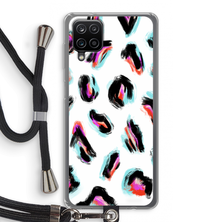 Cheetah color: Samsung Galaxy A12 Transparant Hoesje met koord