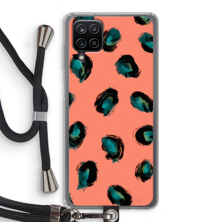 Pink Cheetah: Samsung Galaxy A12 Transparant Hoesje met koord