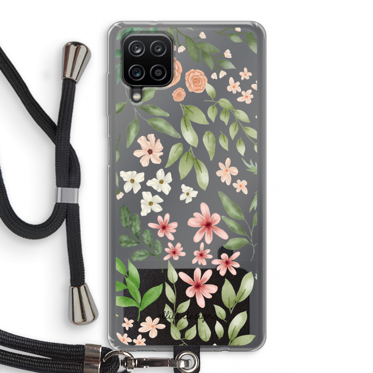 Botanical sweet flower heaven: Samsung Galaxy A12 Transparant Hoesje met koord