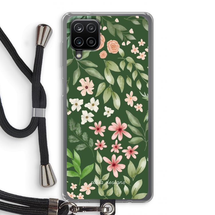 Botanical green sweet flower heaven: Samsung Galaxy A12 Transparant Hoesje met koord