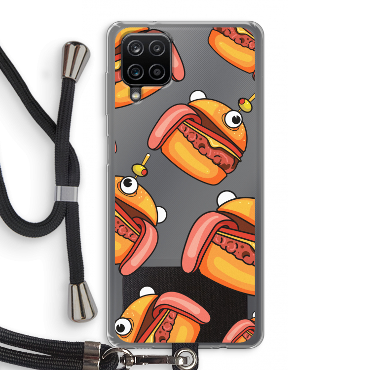 Hamburger: Samsung Galaxy A12 Transparant Hoesje met koord