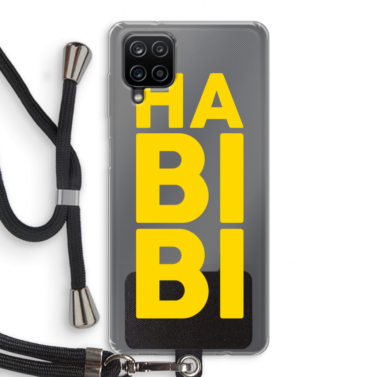 Habibi Blue: Samsung Galaxy A12 Transparant Hoesje met koord