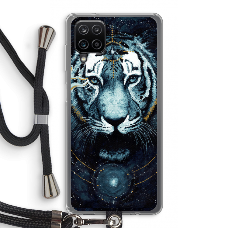 Darkness Tiger: Samsung Galaxy A12 Transparant Hoesje met koord
