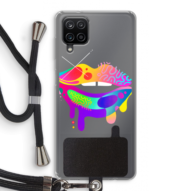 Lip Palette: Samsung Galaxy A12 Transparant Hoesje met koord